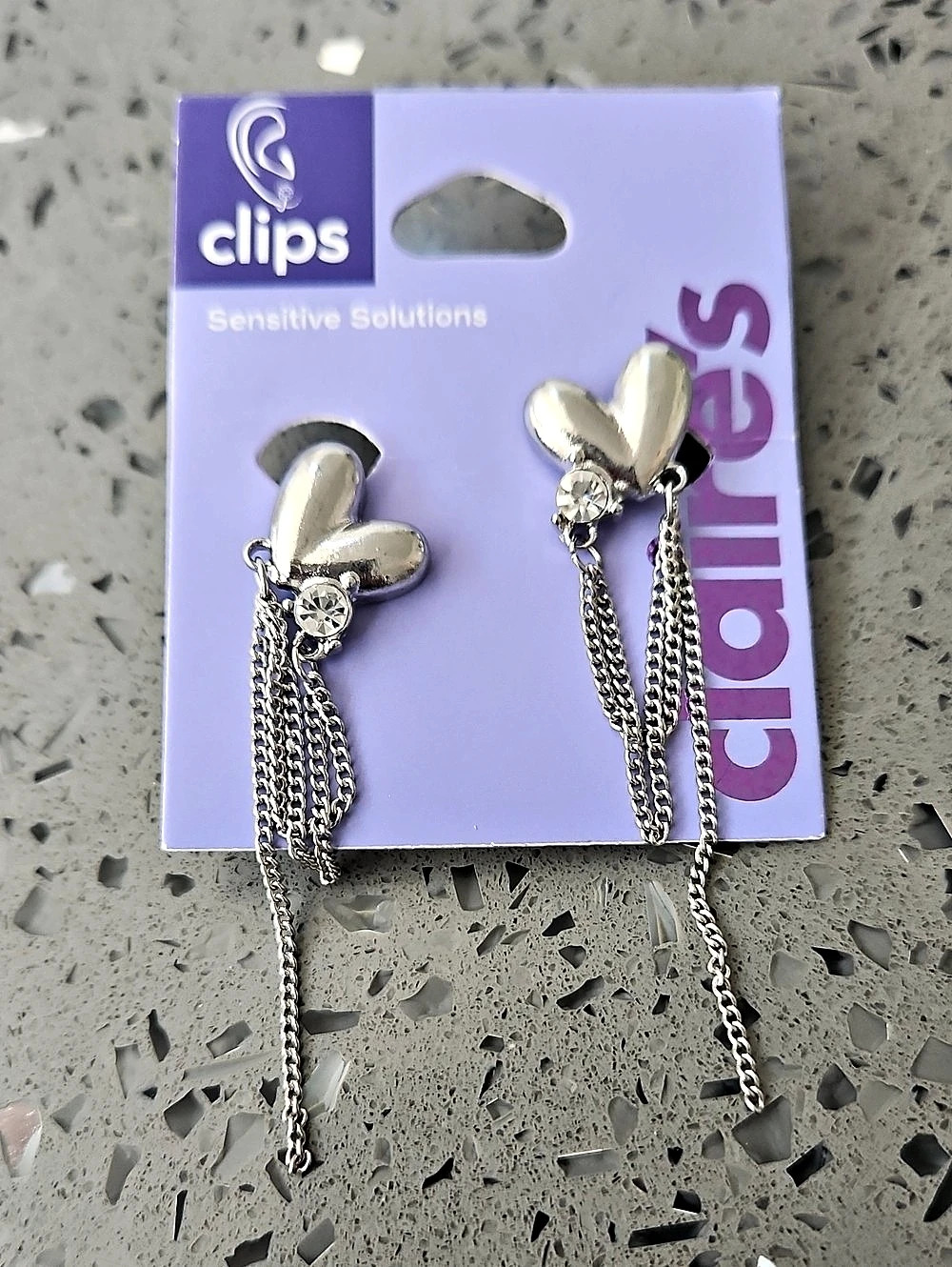 Claires Clips Sensitive Solutions earrings Silver Clip-On Chain Earrings NWT